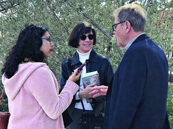 Vanessa Ontiveros interviews Journalism on Screen co-hosts Sharkey and Schmidt.