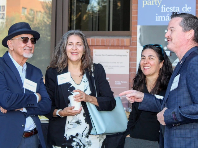 Event attendees outside venue