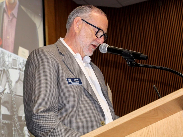 Inductee gives acceptance remarks at podium