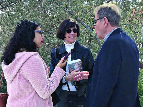 Vanessa Ontiveros interviews Journalism on Screen co-hosts Sharkey and Schmidt.