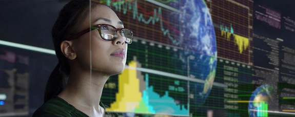 Person looking at Screen with Data