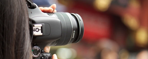 Woman holding camera
