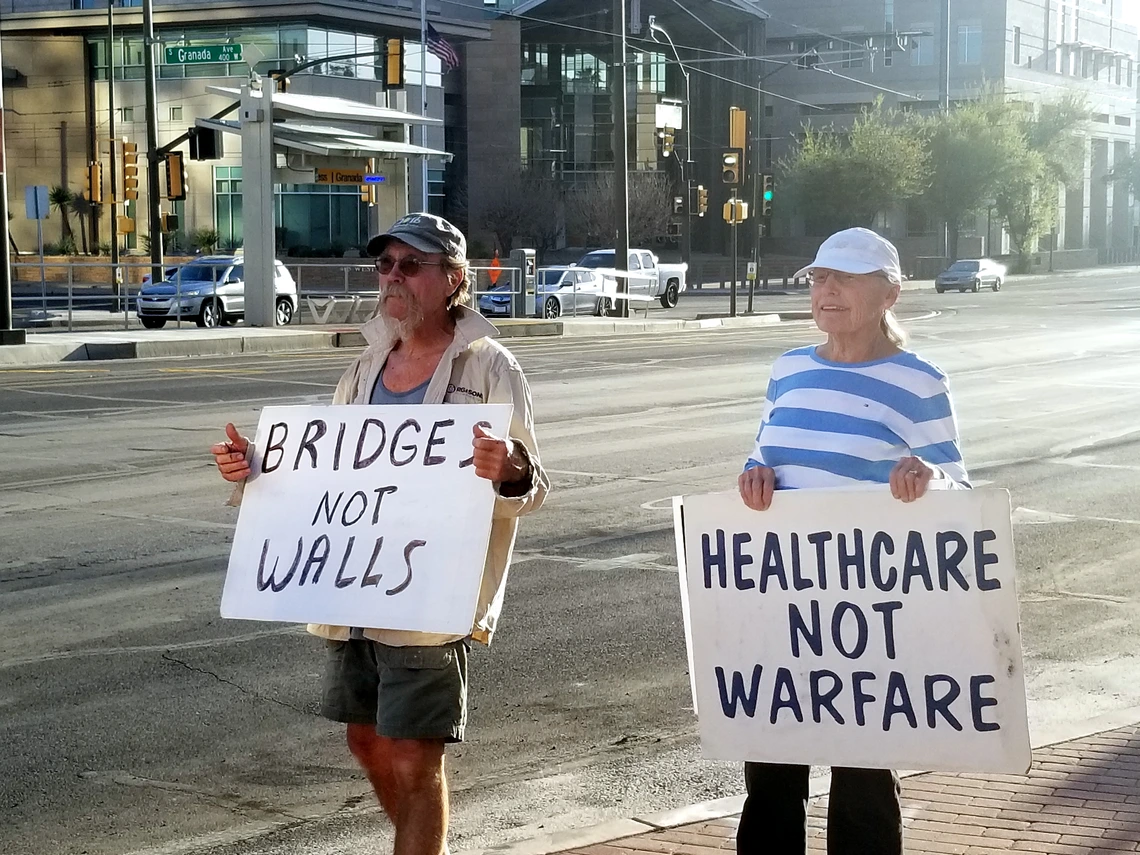 People with signs