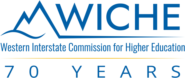 A mountain outline is surrounded by text showing "Wiche, Western Interstate Commission for higher education"