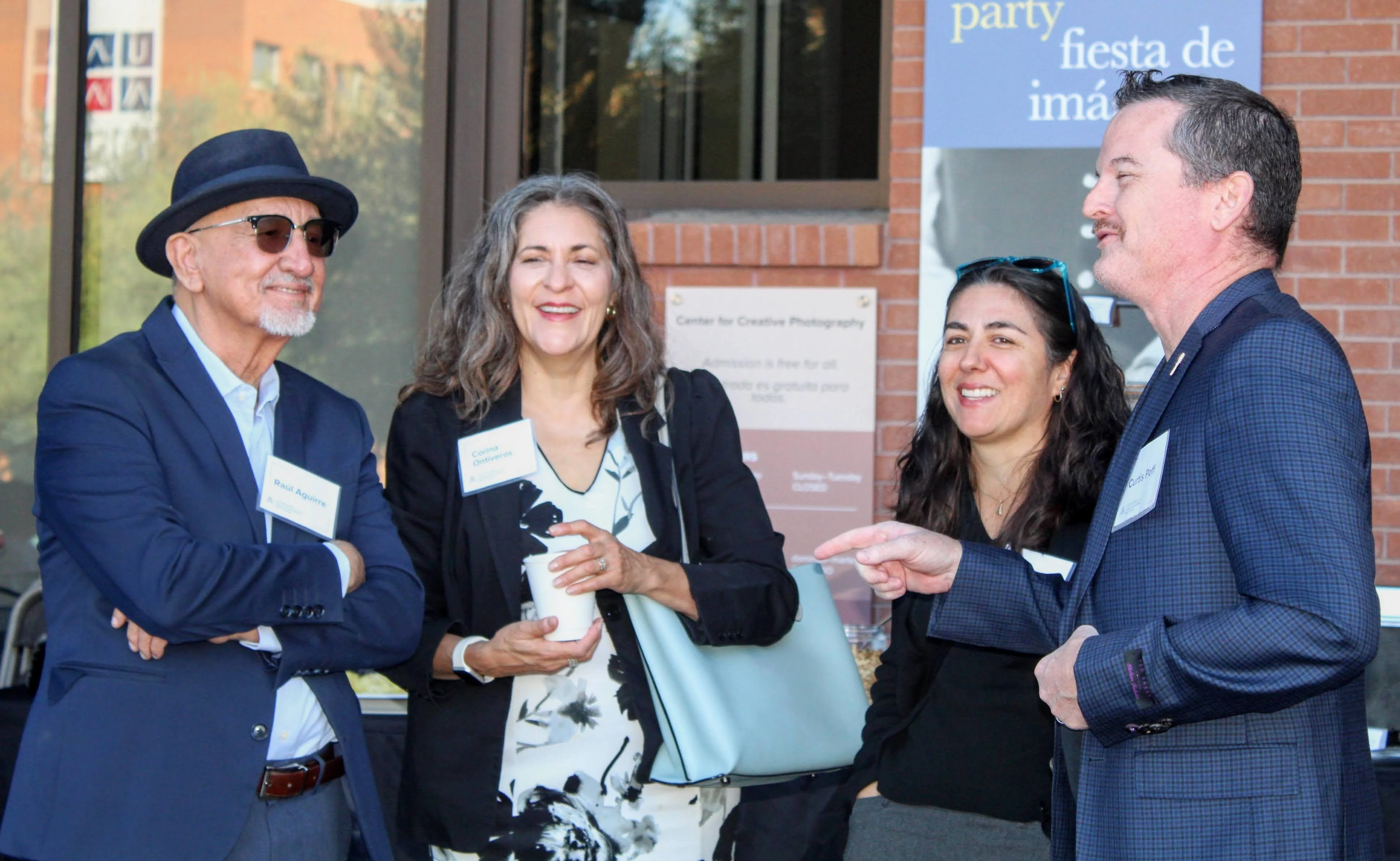 Event attendees outside venue