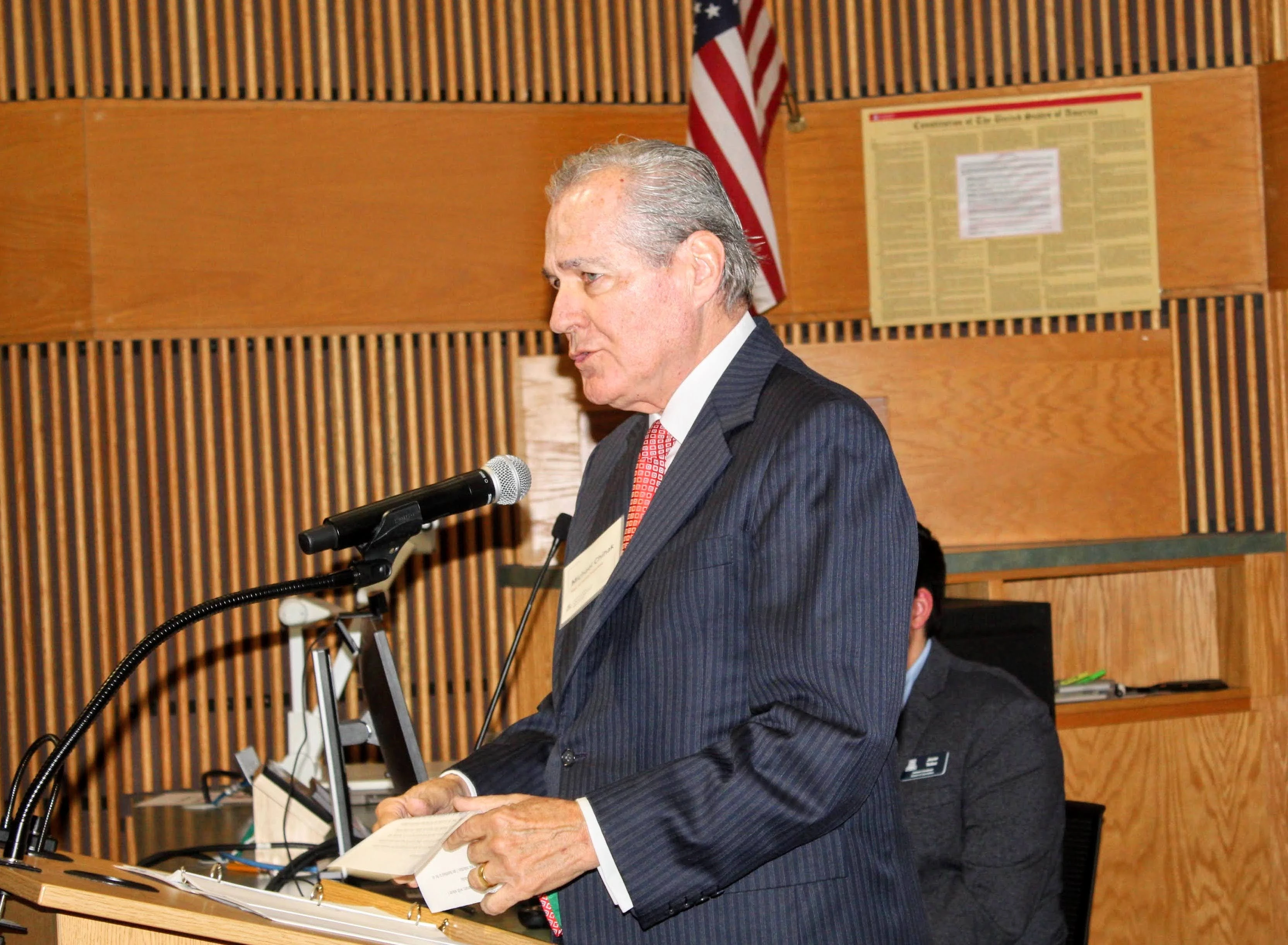 Inductee gives acceptance remarks at podium