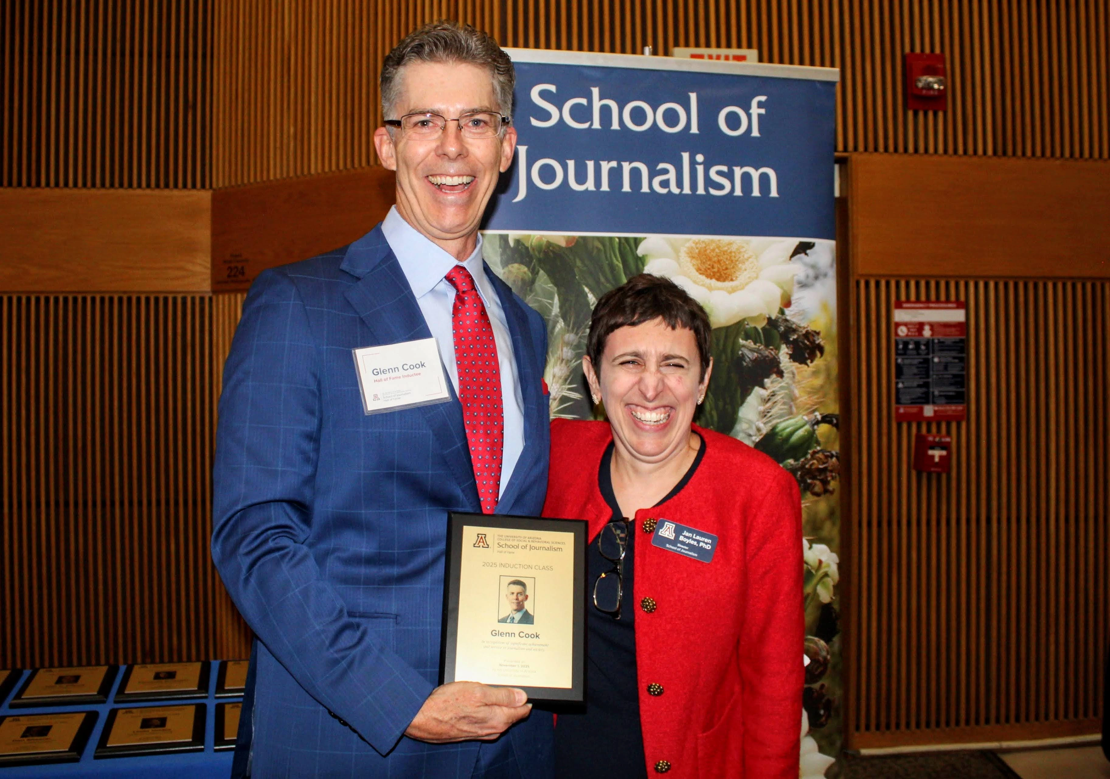 Inductee holds Hall of Fame plaque