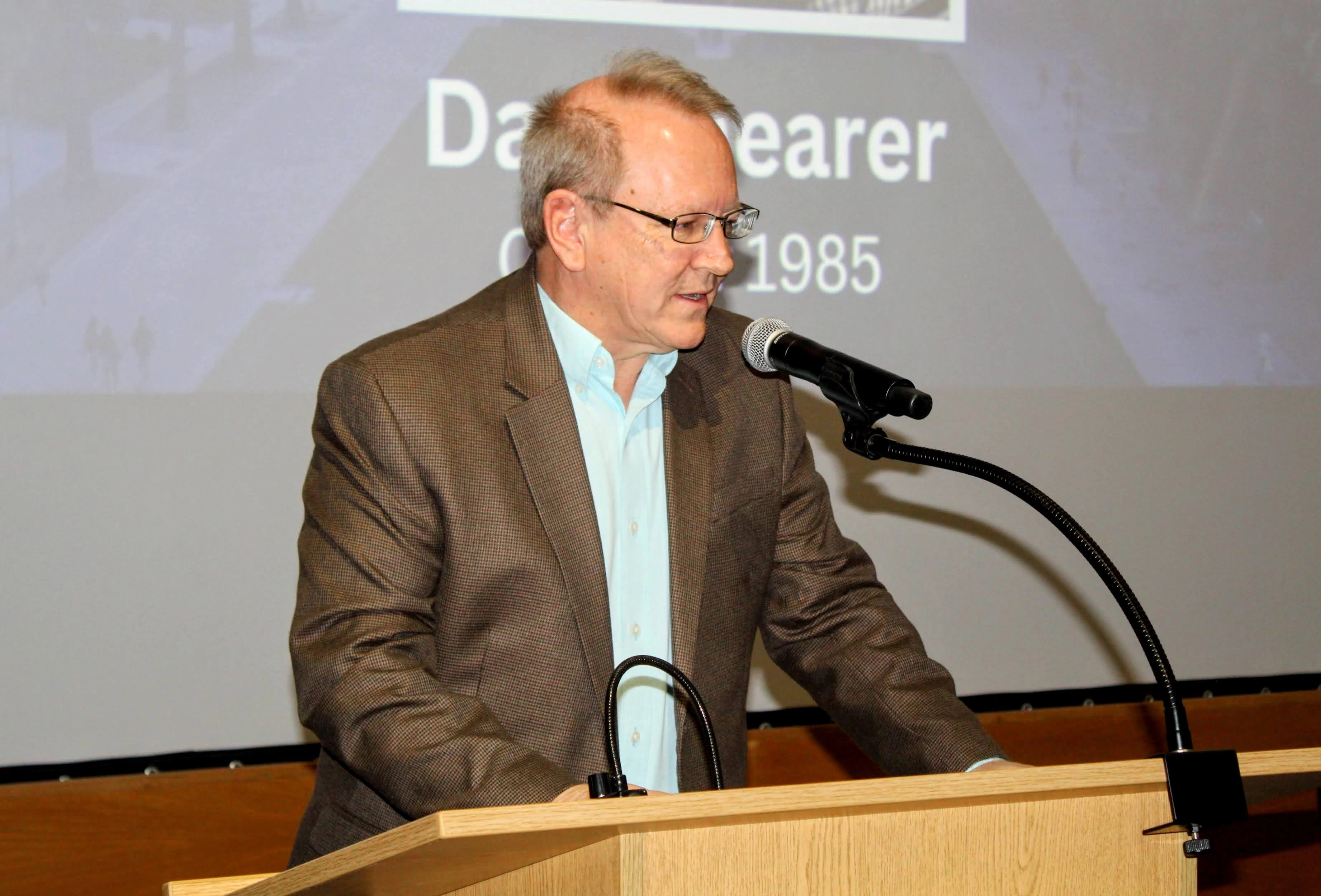 Inductee gives acceptance remarks at podium