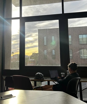 A student works in the university library