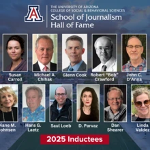 A collage of photos of fifteen Journalism Hall of Fame inductees