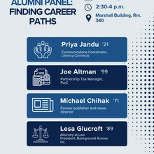 Flyer for alumni panel
