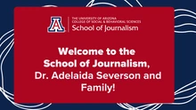 Sign welcomes visitors to School of Journalism