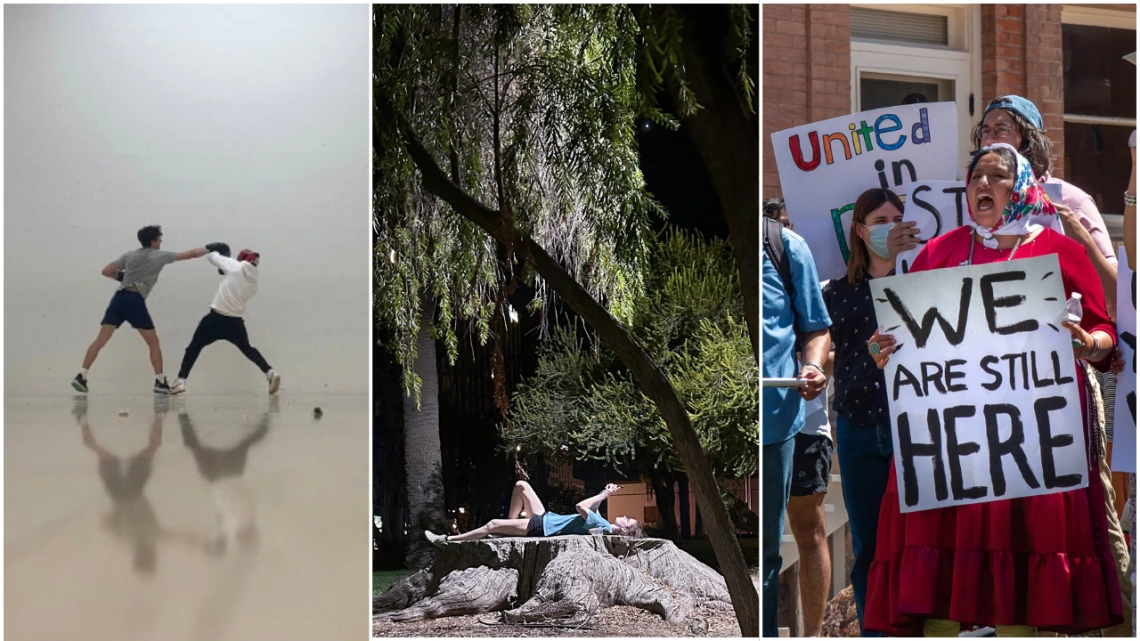  A collage of three photos that won a photojournalism award