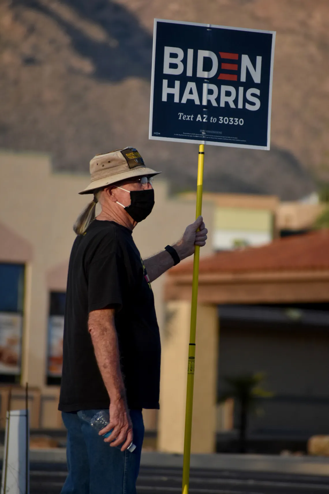 Man with Biden sign