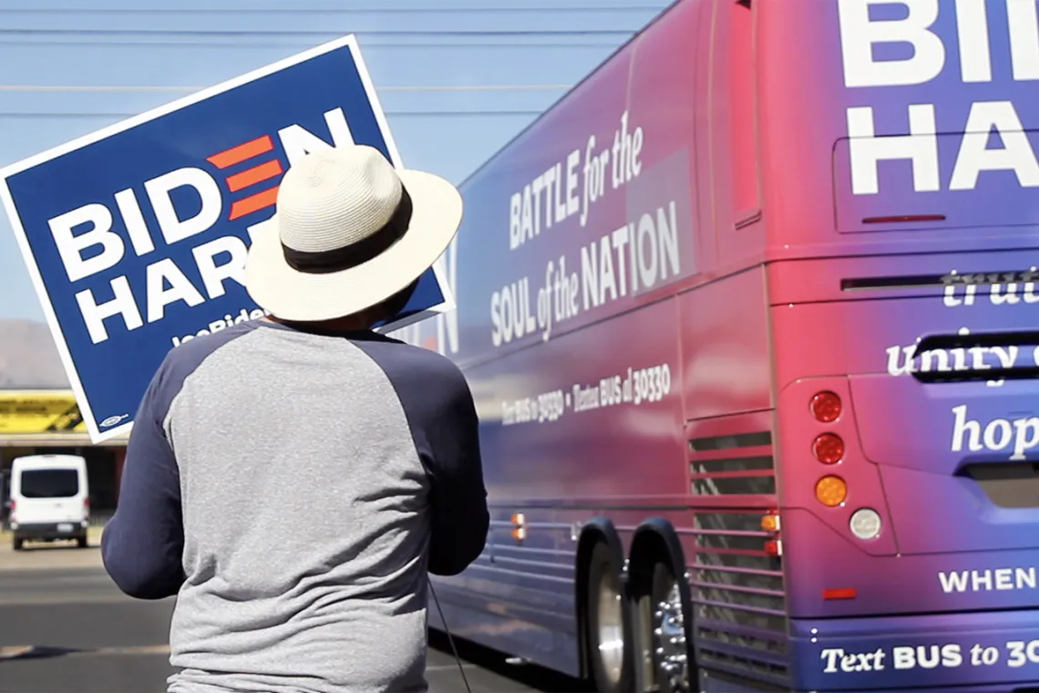 Man with Biden-Harris sign