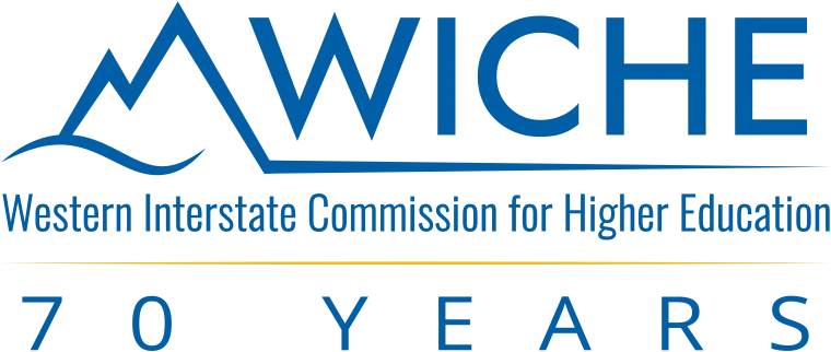 A mountain outline is surrounded by text showing "Wiche, Western Interstate Commission for higher education"