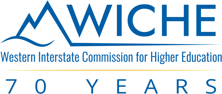 A mountain outline is surrounded by text showing "Wiche, Western Interstate Commission for higher education"