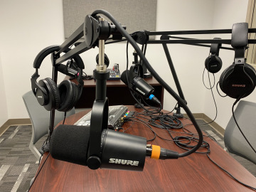 Podcast studio equipment 