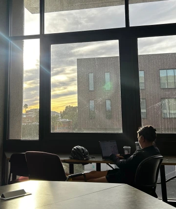 A student works in the university library